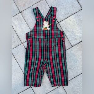 Vintage Little Wonders Christmas Plaid Overalls
